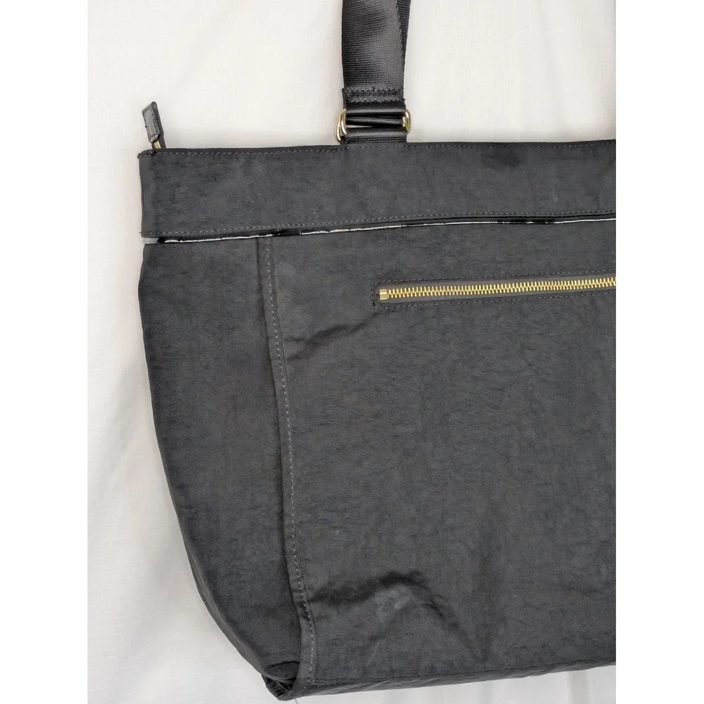 Kipling Black Nylon Laptop Tote Shoulder Bag Travel Work Gold Hardware 20x12